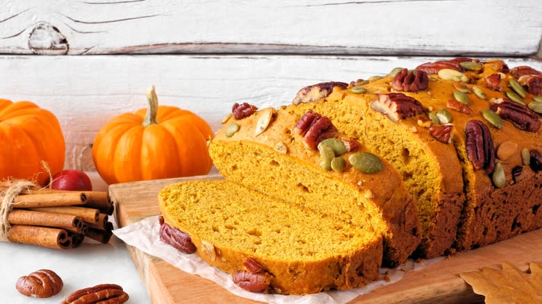 Pumpkin bread fruit nut topping