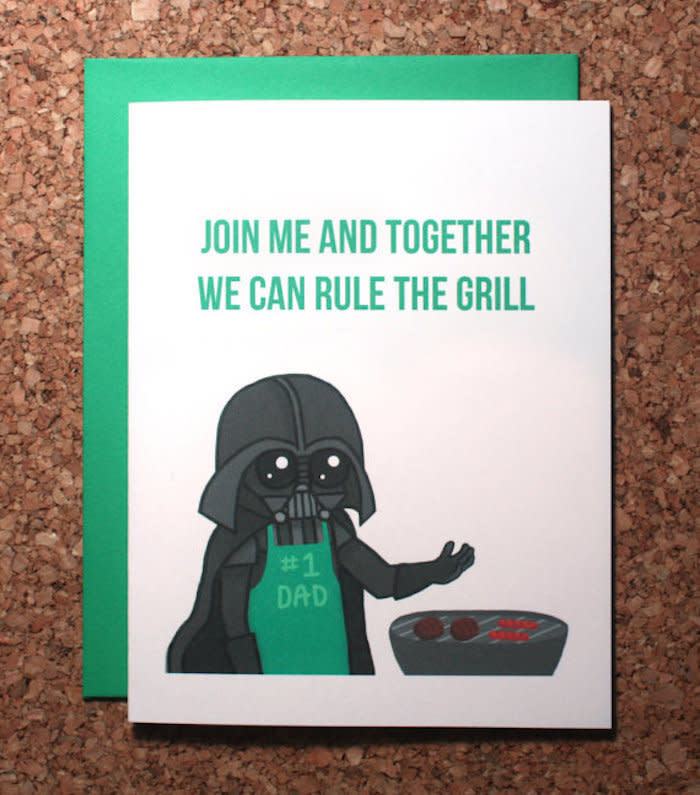 $5, Wham Cards. <a href="https://www.etsy.com/listing/281370492/star-wars-fathers-day-card-darth-vader" target="_blank">Buy here</a>.