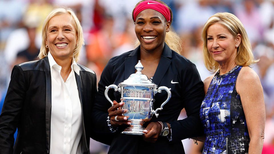 Martina Navratilova and Chris Evert, pictured here with Serena Williams at the 2014 US Open. 