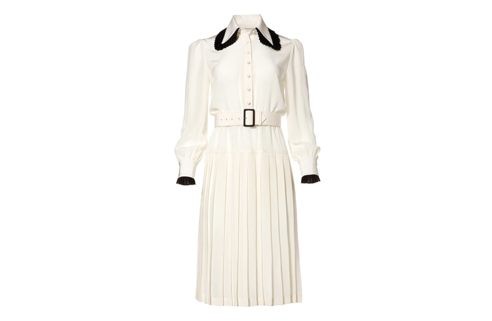 28) Rodarte Belted Silk Pleated Collar Dress