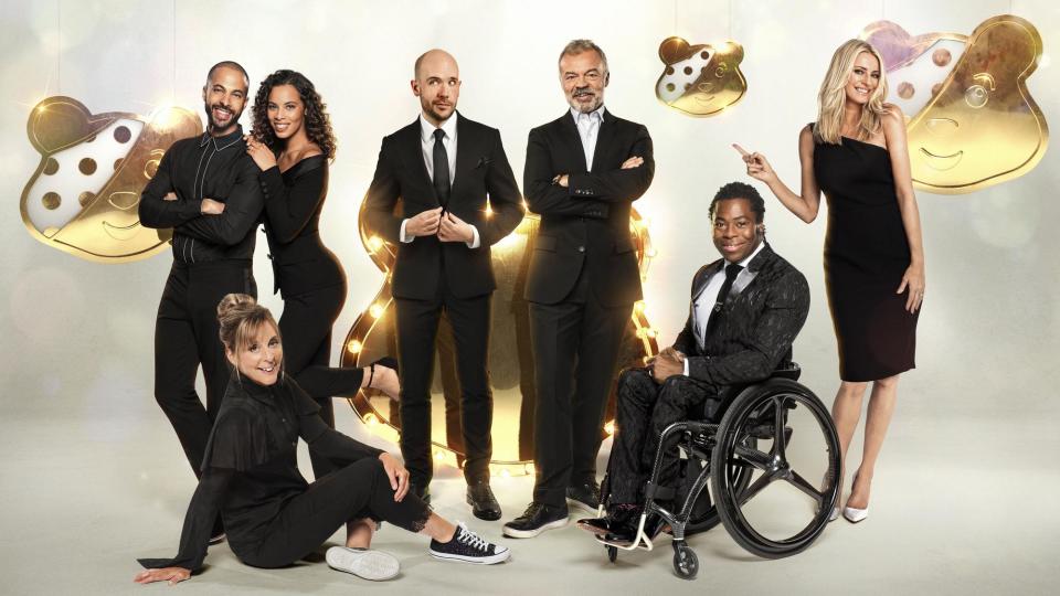 Marvin Humes, Rochelle Humes, Mel Giedroyc, Tom Allen, Graham Norton, Ade Adepitan, Tess Daly: BBC/Aemen Sukkar at Jiksaw/Ray Burmiston/Leigh Keily/Matt Burlem