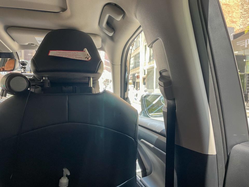 The view from the back of an Uber