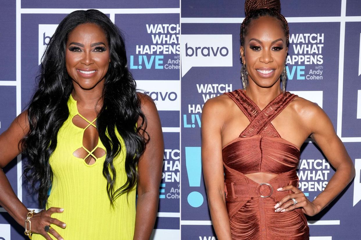WATCH WHAT HAPPENS LIVE WITH ANDY COHEN -- Episode 19102 -- Pictured: Kenya Moore -- (Photo by: Charles Sykes/Bravo/NBCU Photo Ban via Getty Images); WATCH WHAT HAPPENS LIVE WITH ANDY COHEN -- Episode 19132 -- Pictured: Sanya Richards-Ross -- (Photo by: Charles Sykes/Bravo via Getty Images)