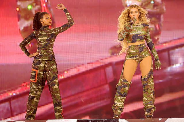 <p>Kevin Mazur/WireImage</p> Blue Ivy Carter (left) and Beyoncé Knowles-Carter in Atlanta on Aug. 11, 2023