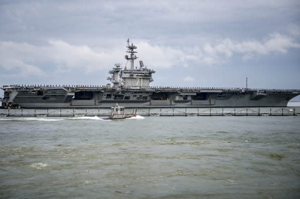 More than 5,000 US sailors are to swamp a UK naval port as their giant aircraft carrier arrives for a five-day visit