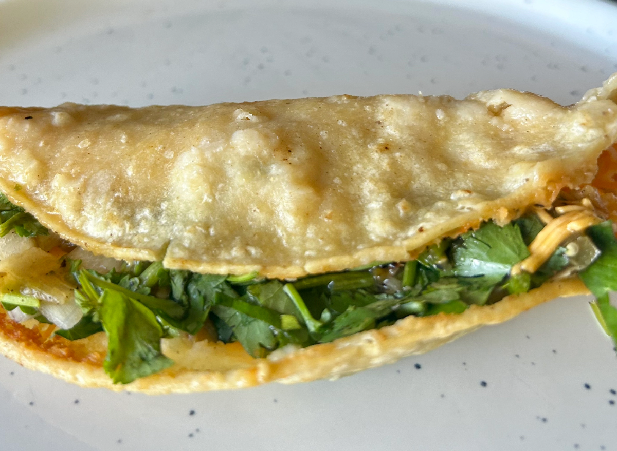 chronic potato taco on a plate.