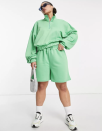 <p><strong>ASOS</strong></p><p>us.asos.com</p><p><strong>$23.00</strong></p><p><a href="https://go.redirectingat.com?id=74968X1596630&url=https%3A%2F%2Fwww.asos.com%2Fus%2Fasos-curve%2Fasos-design-curve-70s-shorts-in-green-part-of-a-set%2Fprd%2F24150390&sref=https%3A%2F%2Fwww.cosmopolitan.com%2Fstyle-beauty%2Ffashion%2Fg36448459%2Fbaddie-aesthetic-outfits%2F" rel="nofollow noopener" target="_blank" data-ylk="slk:Shop Now;elm:context_link;itc:0;sec:content-canvas" class="link ">Shop Now</a></p><p>I'm so obsessed with the sweatsuit set trend that's happening RN! Get this fab green one from ASOS that features a quarter zip and loose shorts that go right above the knee. It'll be complete once you add some rectangular sunnies!</p>