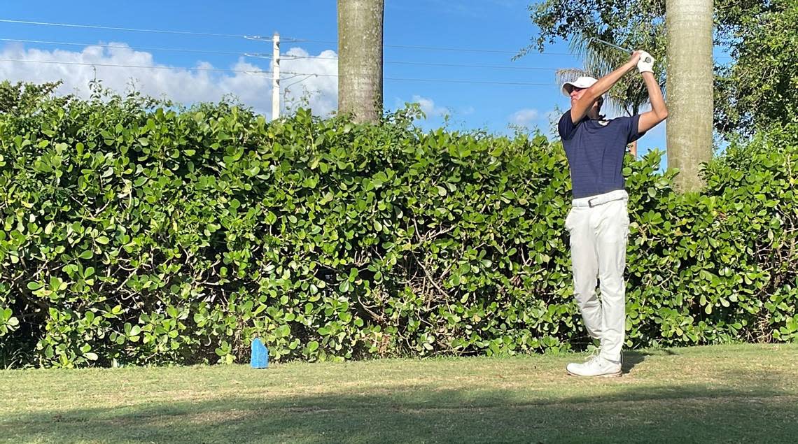 District champ Andres Atrio of the district champion Columbus boys’ golf team.