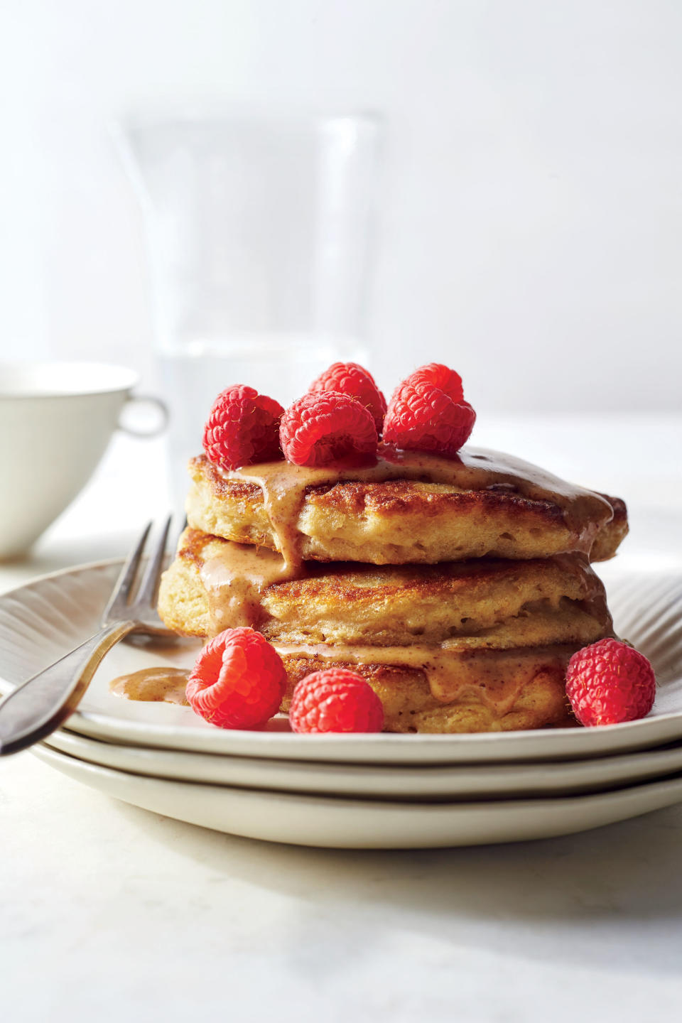 Wednesday: Fluffiest Multigrain Pancakes with Almond Butter Drizzle + Bacon