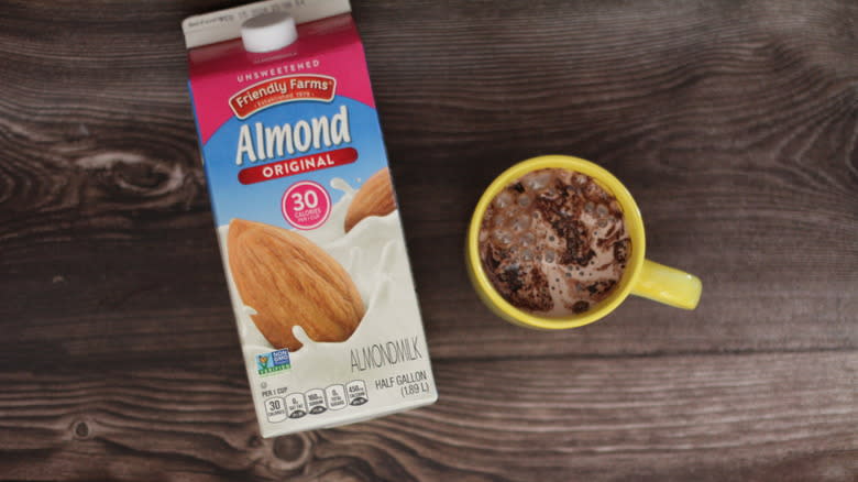 Almond milk cocoa in mug