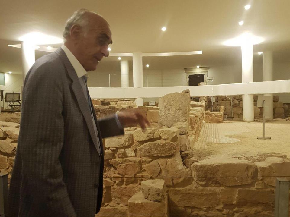 In underground ruins of a 4th-century Byzantine church, recovered and preserved when he built his neo-Renaissance 'House of Palestine' in the occupied West Bank (Nelofer Pazira)