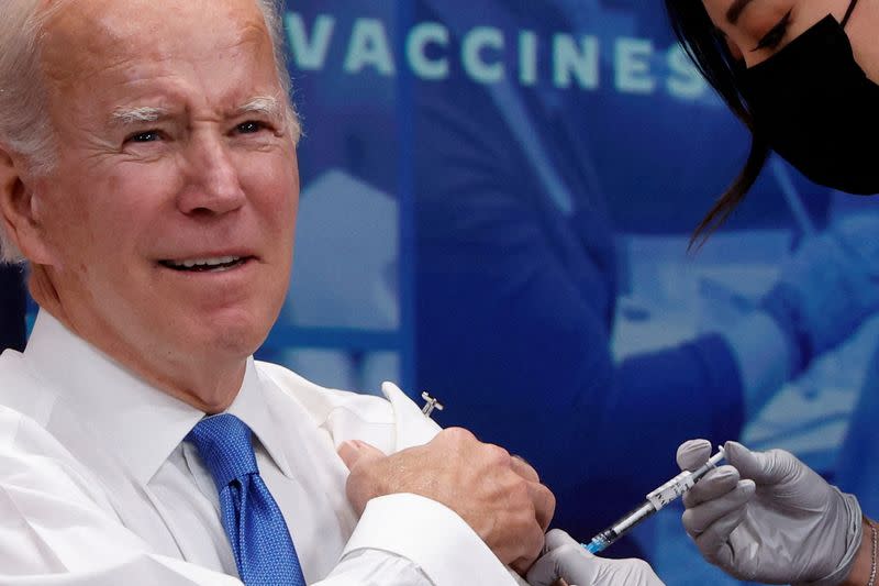 FILE PHOTO: U.S. President Biden delivers remarks and receives an updated booster shot against the coronavirus disease (COVID-19) at the White House in Washington