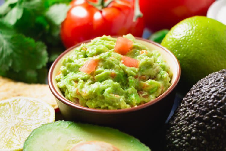 Fresh guacamole in bowl