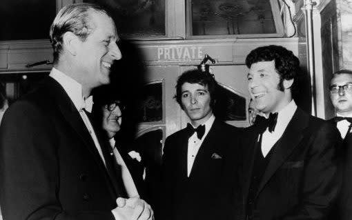 Prince Philip shares a joke with Tom Jones in 1969 - Credit: S&G/S&G and Barratts/EMPICS
