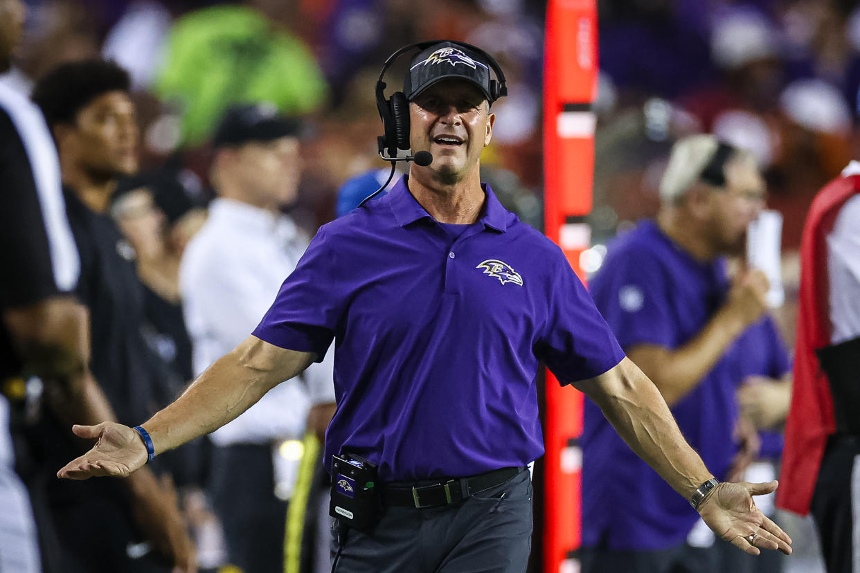 John Harbaugh and the Ravens will have to start a new streak. (Photo by Scott Taetsch/Getty Images)