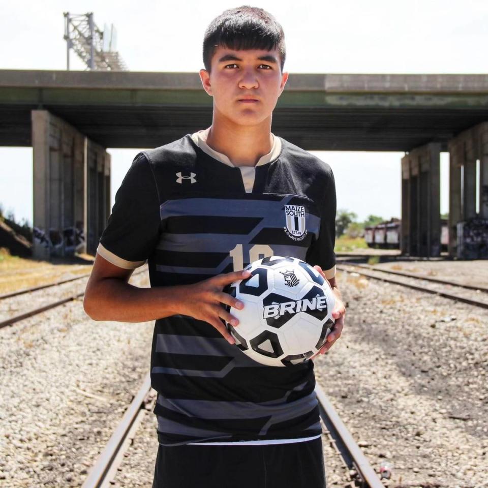 Maize South senior Vitor Geromel plays in honor of his mother, who died in a car accident four years ago.