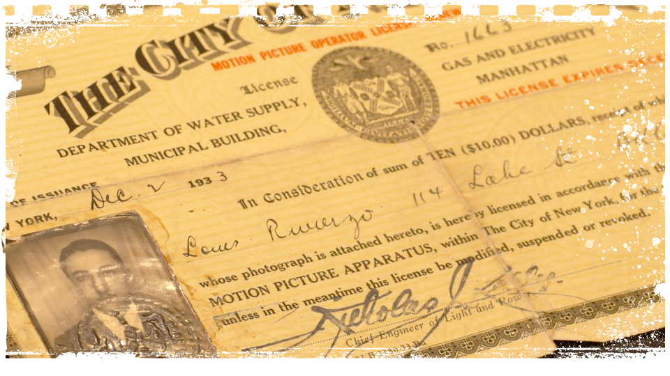 Lou Rivierzo's motion picture operator license. (Source: Courtesy of Joe Rivierzo)