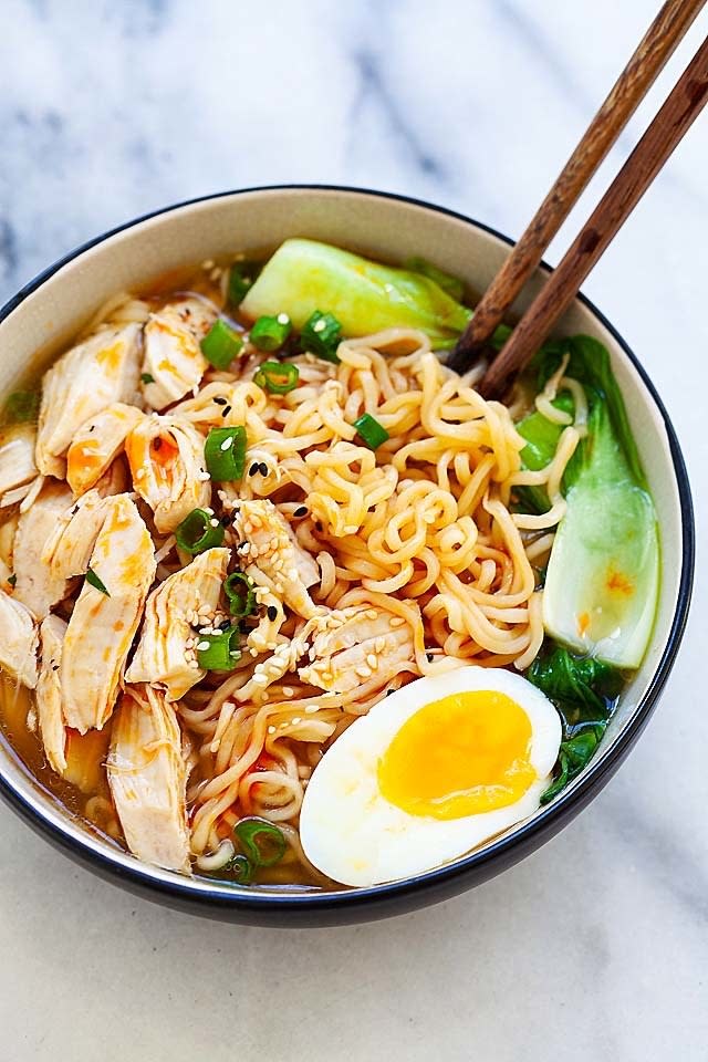 Your favorite college staple, bulked up with eggs, chicken, and other goodies.Get the recipe: Instant Pot Ramen