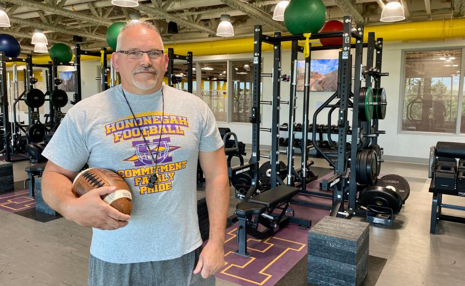 Hononegah football coach Brian Zimmerman is shown before practice June 21, 2023 at the weight room in the school's fieldhouse.