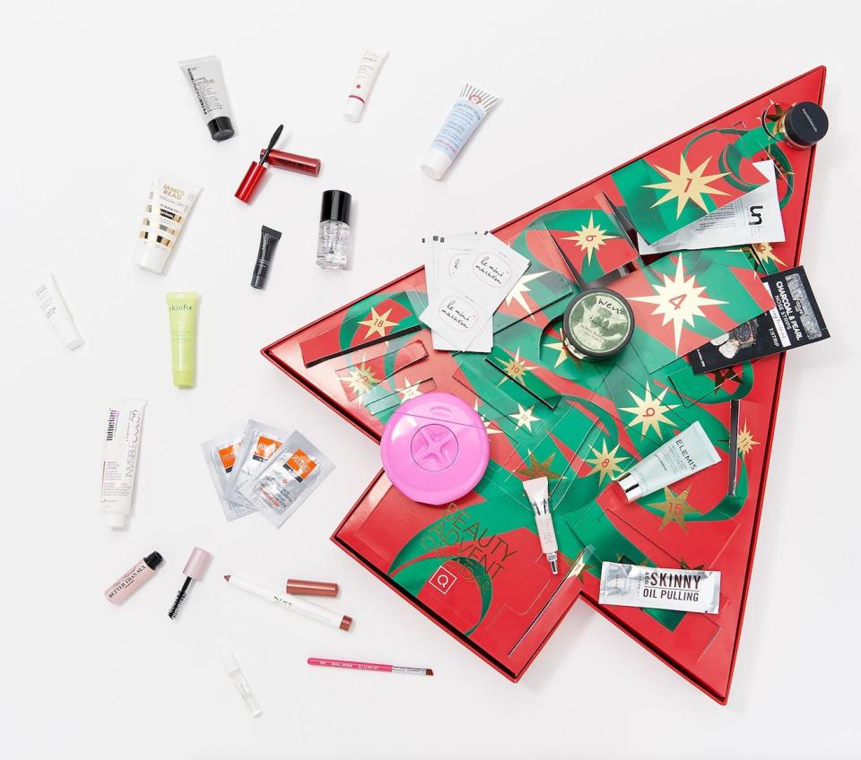 This affordable 24-piece calendar is jam-packed with sample sizes of QVC's beauty and skin care offerings, including high-end items from Elemis, Smashbox and Sunday Riley. &lt;br&gt;&lt;br&gt;<strong><a href="https://www.qvc.com/QVC-Beauty-Christmas-Advent-Calendar-24-Piece-Sample-Collection.product.A367592.html?sc=SRCH" target="_blank" rel="noopener noreferrer">Get the QVC beauty Christmas Advent calendar for $49.98</a>.</strong>