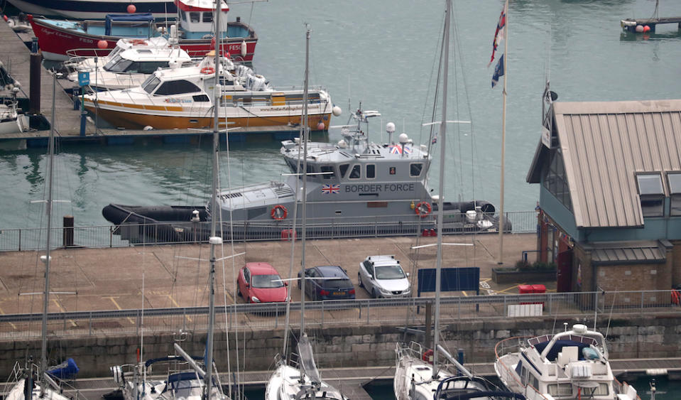 A Border Force patrol boat in Dover Marina, Kent, after seven suspected migrants were rescued from a dinghy earlier this month (Picture: PA)