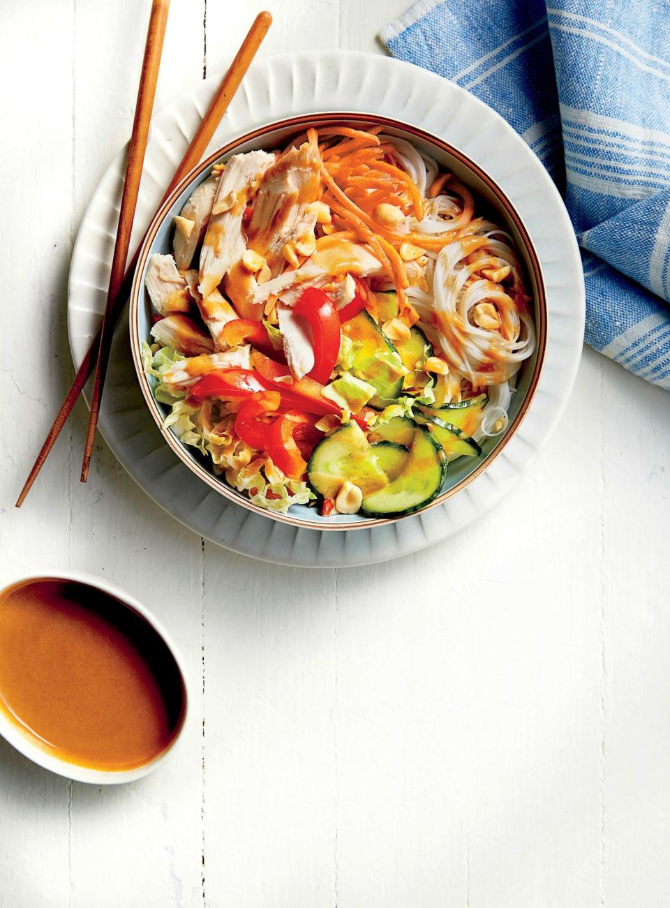 Chicken Noodle Bowl with Peanut-Ginger Sauce