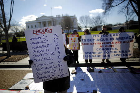 Gun control activists rally in front of the White House in Washington, January 4, 2016. REUTERS/Carlos Barria