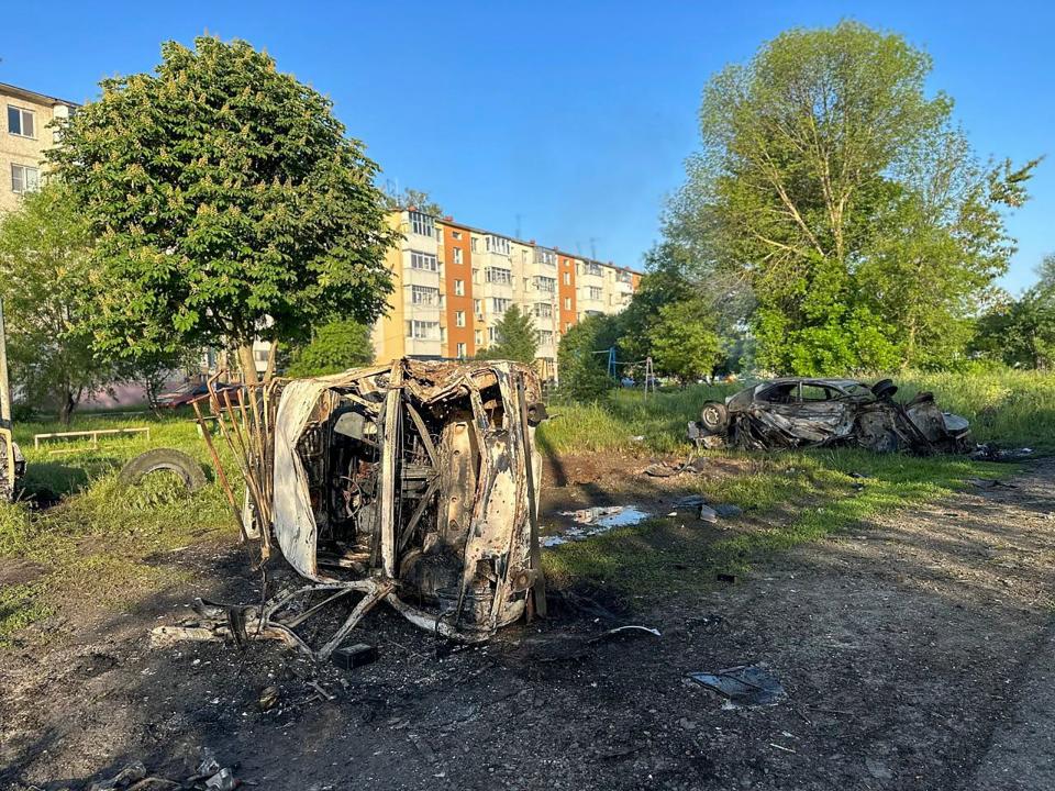 The aftermath of Ukrainian shelling in the border town of Shebekino, Belgorod region, (EPA)