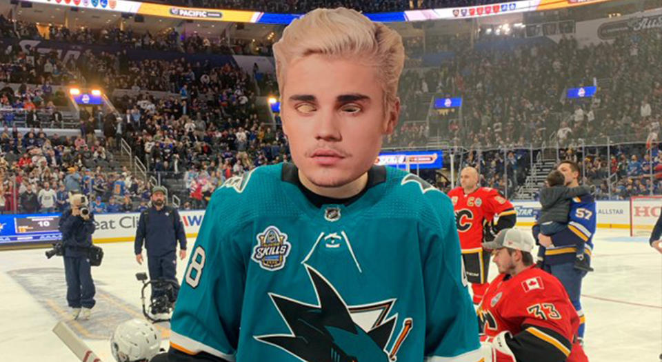 This image of "Justin Bieber" might haunt you in your dreams. (Via/NHL)