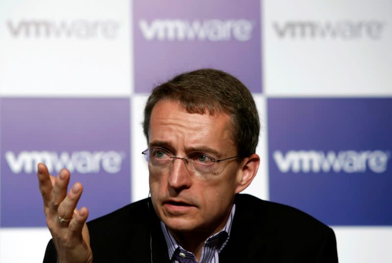 FILE PHOTO: VMware CEO Pat Gelsinger speaks during a news conference in Tokyo