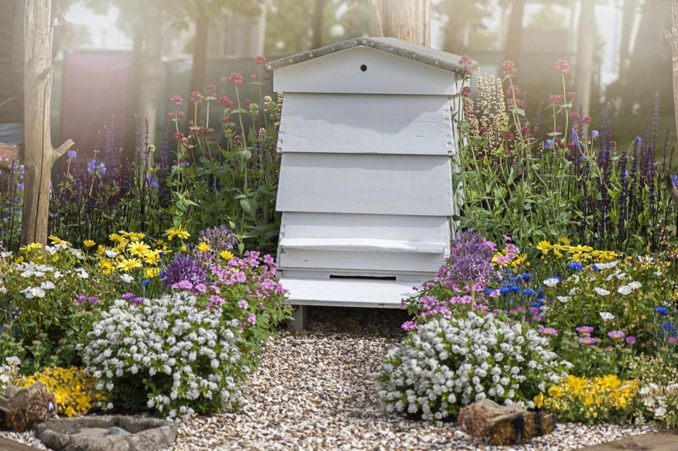 flower bed ideas bee hive