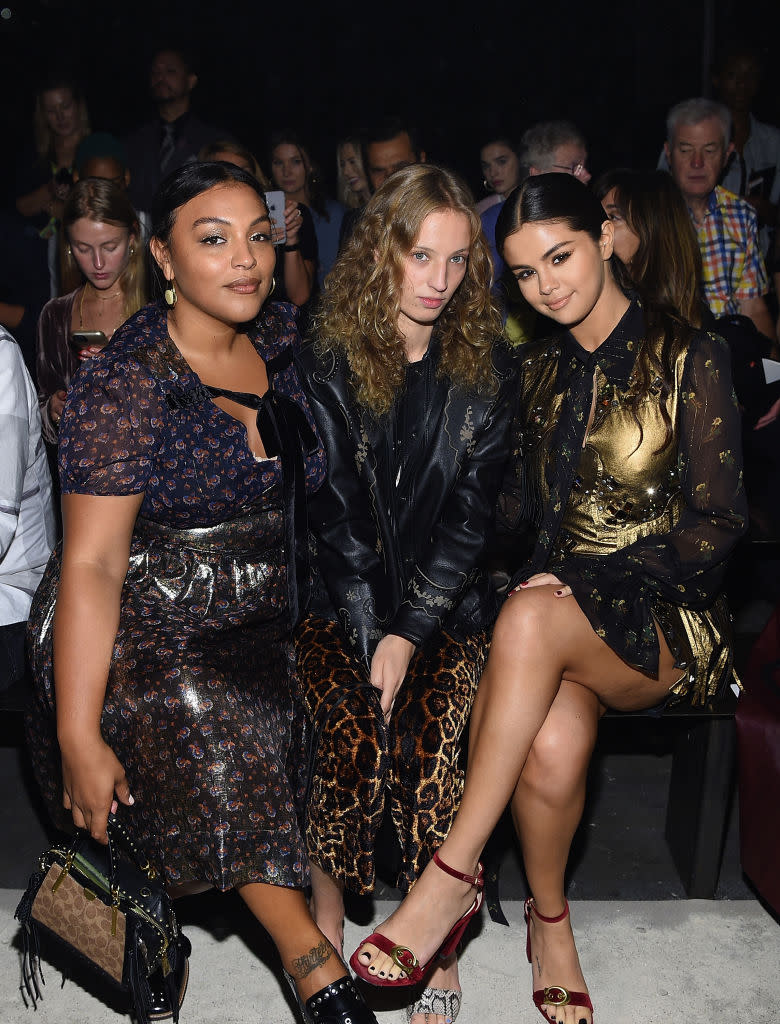 Paloma Elesser, Petra Collins, and Selena Gomez at the Coach Spring 2019 show on September 11, 2018 in New York City. (Photo: Getty)