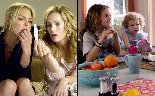 Universal/Courtesy Everett Collection Katherine Heigl and Leslie Mann in 'Knocked Up'; Maude and Iris Apatow in 'Knocked Up'