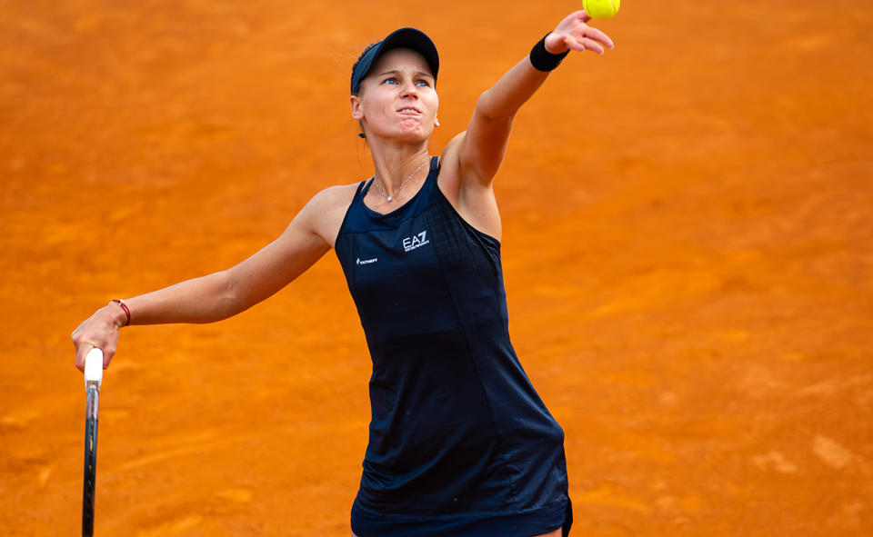 Veronika Kudermetova, pictured here in action at the Madrid Open.