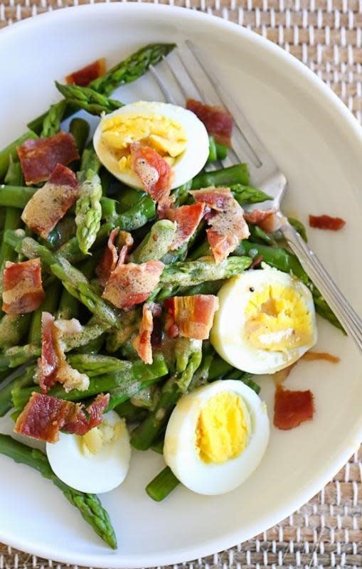 <p>Skinnytaste</p><p>An epic brunch dish or even a meal prep lunch. </p><p><strong>Get the recipe: <a href="https://www.skinnytaste.com/asparagus-egg-and-bacon-salad-with/" rel="nofollow noopener" target="_blank" data-ylk="slk:Asparagus Egg and Bacon Salad with Dijon Vinaigrette;elm:context_link;itc:0;sec:content-canvas" class="link ">Asparagus Egg and Bacon Salad with Dijon Vinaigrette</a></strong></p>