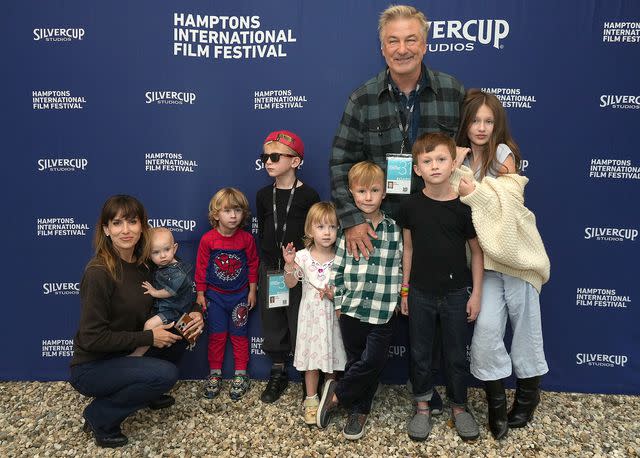 <p>Sonia Moskowitz/Getty </p> L-R: Hilaria Baldwin, Ilaria Baldwin, Eduardo Baldwin, Leonardo Baldwin, Maria Lucia Baldwin, Romeo Baldwin, Rafael Baldwin, Alec Baldwin and Carmen Baldwin