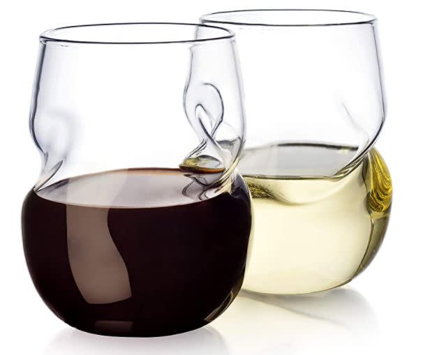 These wine glasses feature a finger indent for comfortable holding. Find them for $60 on <a href="https://amzn.to/2FXuNMO" target="_blank" rel="noopener noreferrer">Amazon</a>.