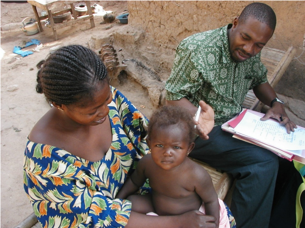 Professor Samba Sow on a  vaccination field visit (CVD-Mali)