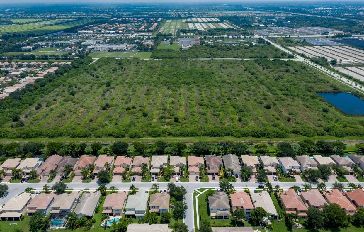 The Canyon Lakes development, bottom, next to a 39-acre site at the southeast corner of Boynton Beach Boulevard and Acme Dairy Road in the Agricultural Reserve.