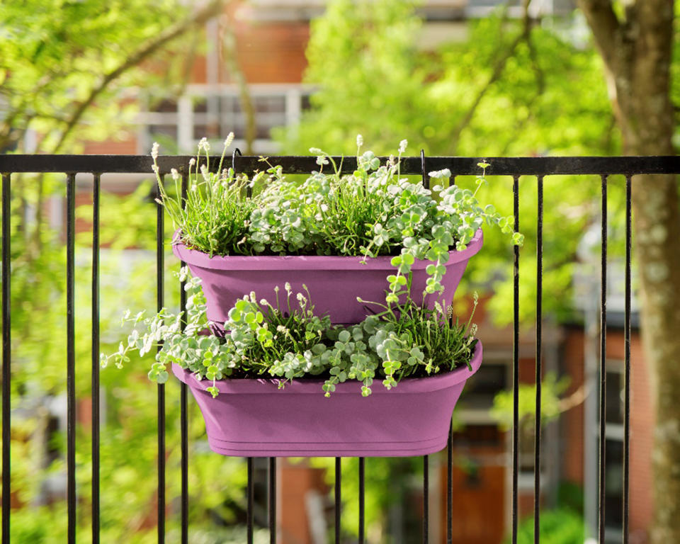 6. Hang pots from a balcony railing