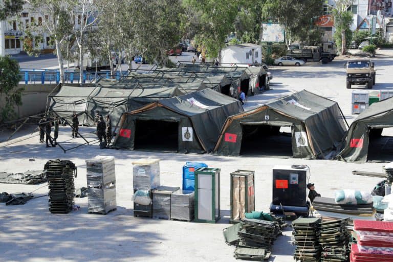 Vue d’un hôpital de campagne installé par le Maroc à Beyrouth, le 9 août 2020 - ANWAR AMRO © 2019 AFP