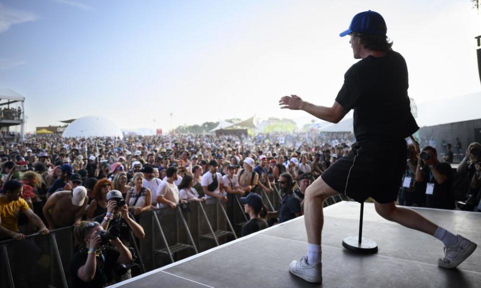 Brendan Yates of Turnstile performing in Switzerland, July 2022.