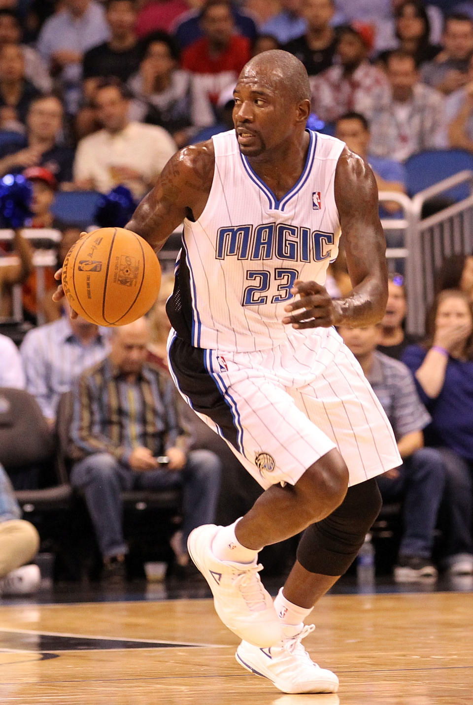 ORLANDO, FL - FEBRUARY 08: Jason Richardson #23 of the Orlando Magic looks to pass during the game agaisnt the Miami Heat at Amway Center on February 8, 2012 in Orlando, Florida. NOTE TO USER: User expressly acknowledges and agrees that, by downloading and or using this Photograph, user is consenting to the terms and conditions of the Getty Images License Agreement. (Photo by Sam Greenwood/Getty Images)