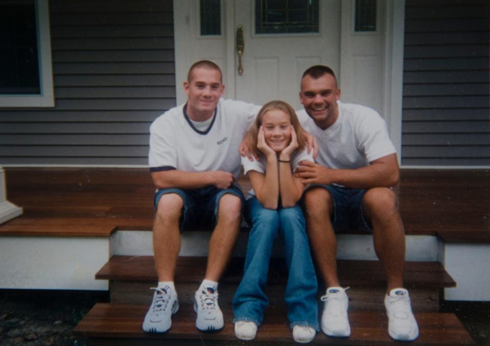 A young Richie Lapinski (left) with his brother and sister in a family photo. All three siblings would battle opioid addiction in the years to come, and are now in recovery.