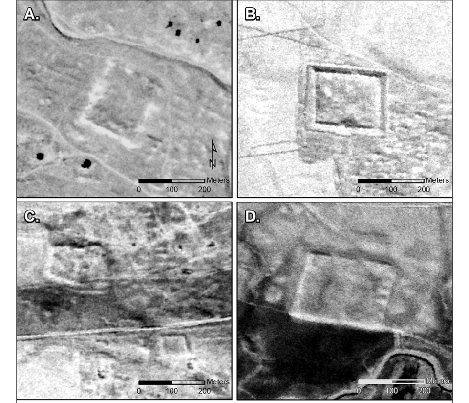 Photos show four complex fort structures that were recently located.