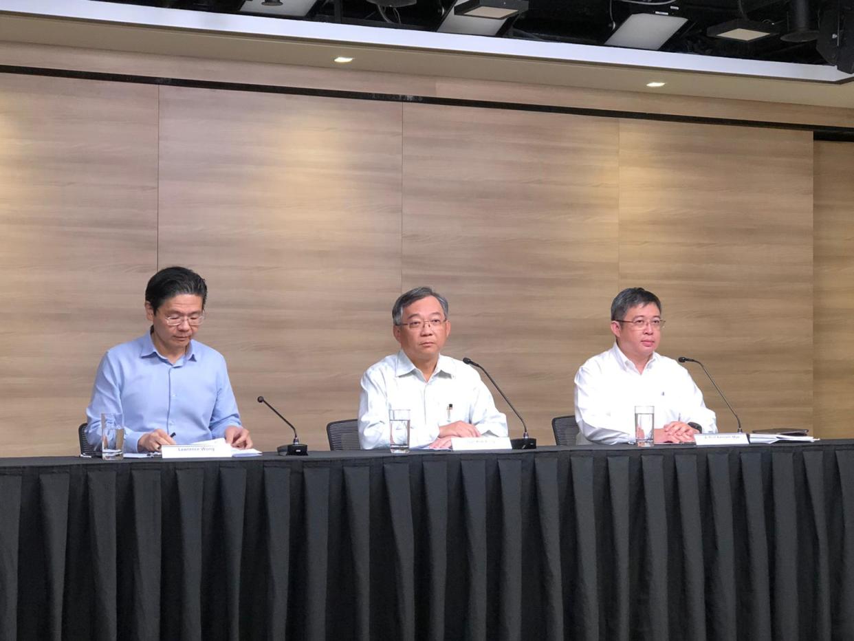 Health Minister Gan Kim Yong speaking at the multi-ministry taskforce press conference on 14 February, 2020. (PHOTO: Yahoo News Singapore)