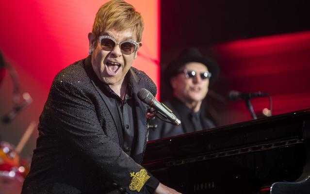Elton John on stage in Stockholm last July - Redferns