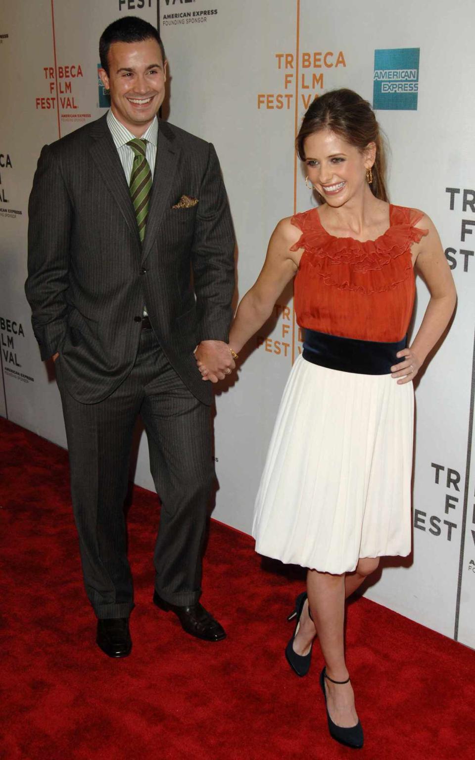 Freddy Prince Jr. and Sarah Michelle Gellar arrive to the 6th Annual Tribeca Film Festival 'Suburban Girl' premiere held at Borough of Manhattan Community College, New York City