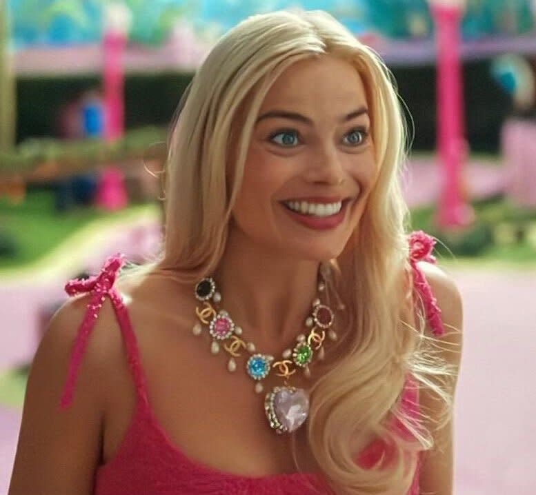 Closeup of Margot Robbie as Barbie