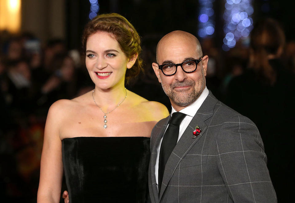 Felicity Blunt and Stanley Tucci attend "The Hunger Games: Mockingjay Part 2" UK premiere